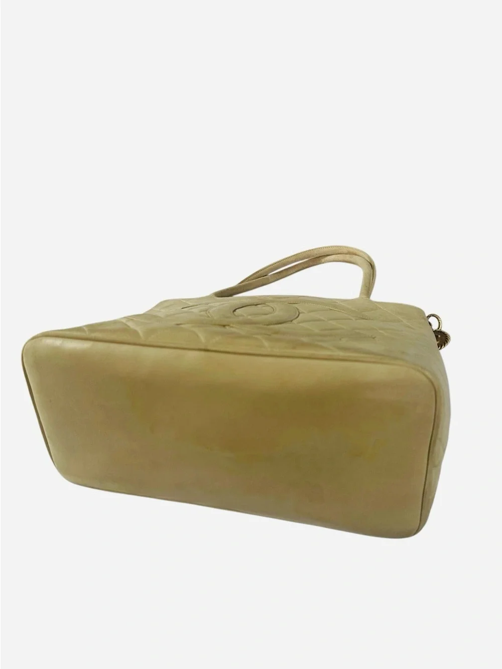CHANEL Medallion Quilted CC Leather Shoulder Tote in Light Beige